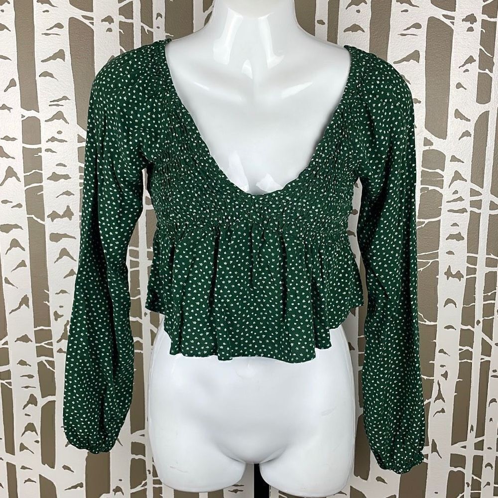 L.A. Hearts Ditsy Floral Cropped Smocked Top XS